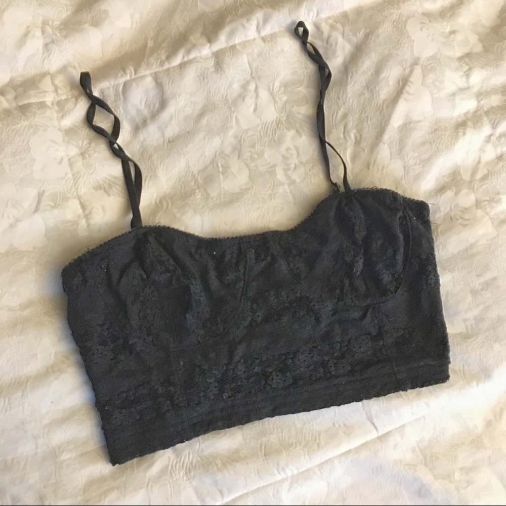Black longline balconette style bralette